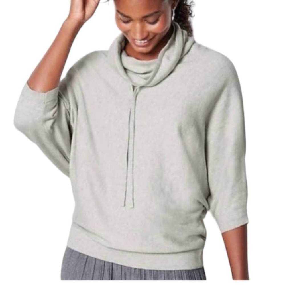 Pure Jill Organic Cotton Cashmere Top XL  Sweater Quiet Luxury Soft Grey Casual